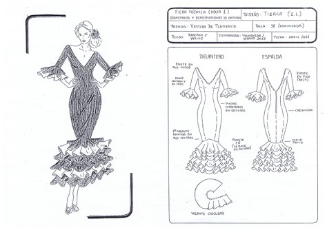 Boceto Ficha Técnica 1: Figurín y Diseño en Plano