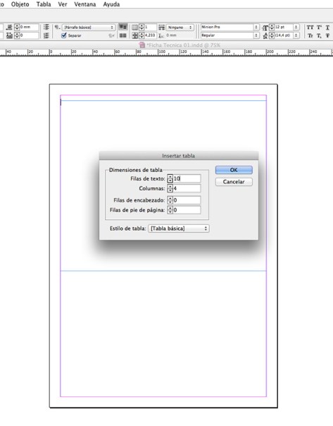 Insertamos la tabla en Marco de Texto