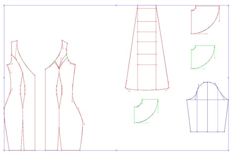 Dibujo en Plano de Traje de Flamenca